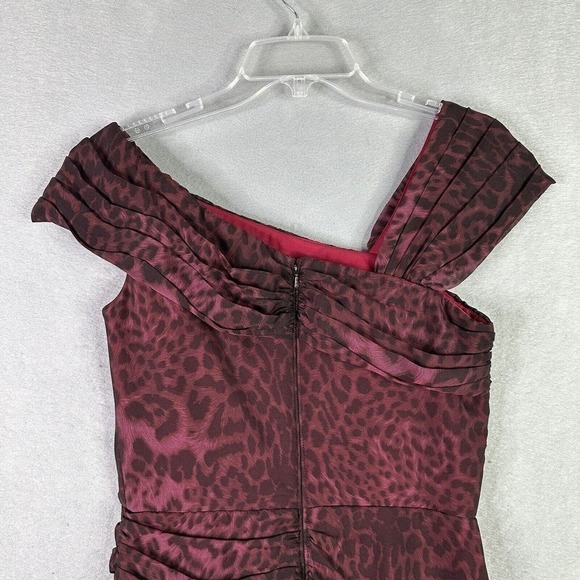 Tadashi Shoji Silk Dress Cocktail Party Wedding Festive Leopard Print Mob Wife - Picture 6 of 11